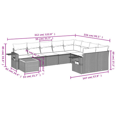 10 Piece Garden Sofa Set with Cushions Grey Poly Rattan Payday Deals