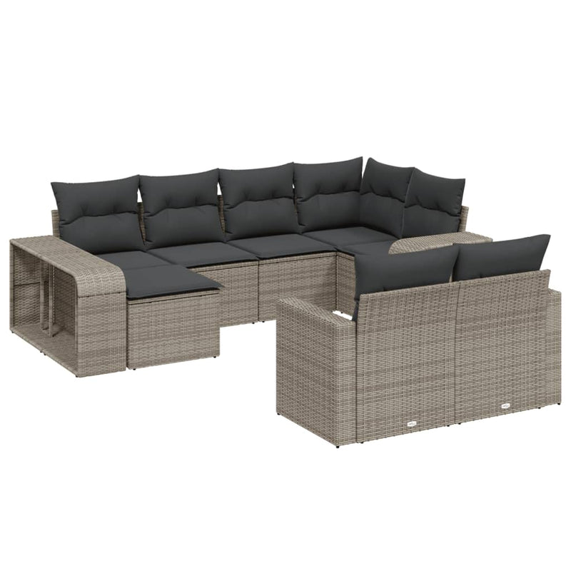 10 Piece Garden Sofa Set with Cushions Grey Poly Rattan Payday Deals