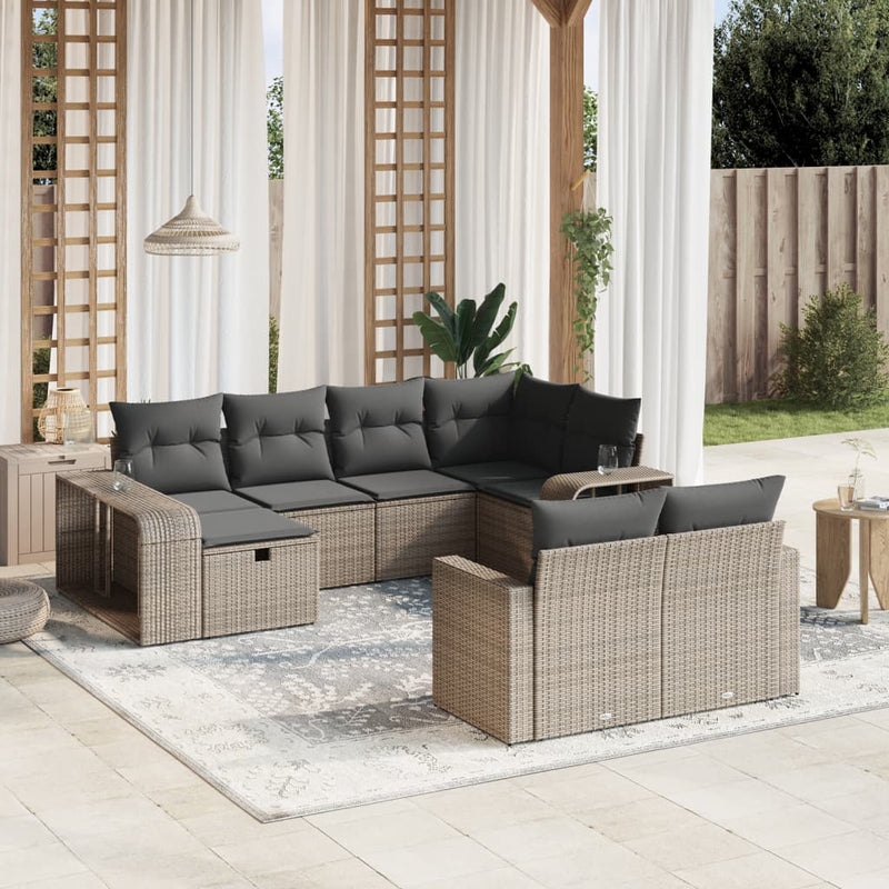 10 Piece Garden Sofa Set with Cushions Grey Poly Rattan Payday Deals