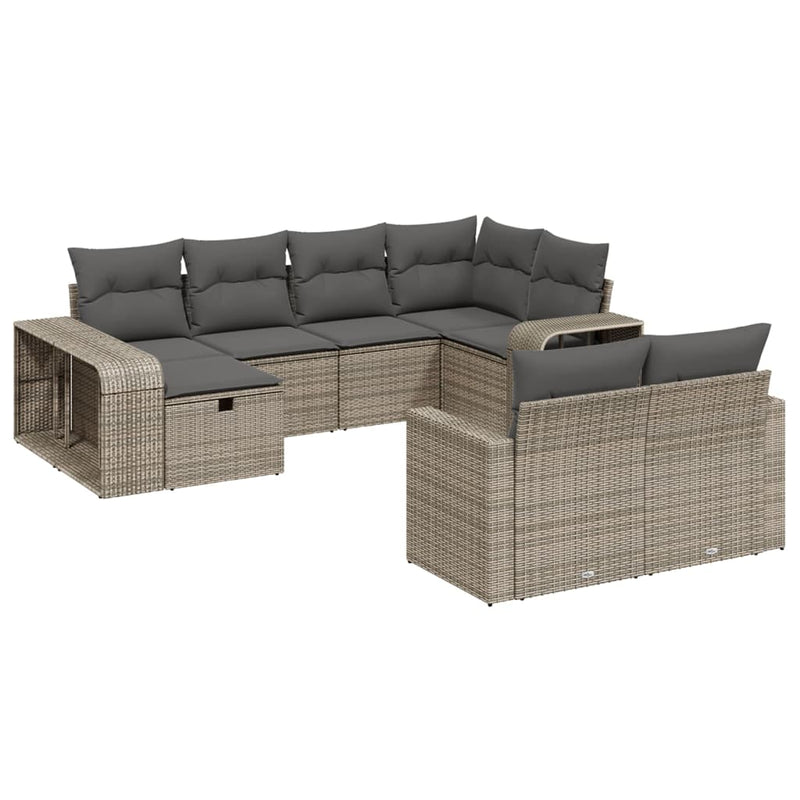 10 Piece Garden Sofa Set with Cushions Grey Poly Rattan Payday Deals