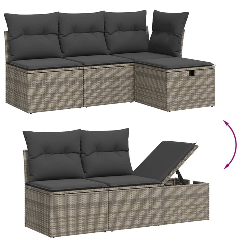 10 Piece Garden Sofa Set with Cushions Grey Poly Rattan Payday Deals