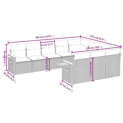 10 Piece Garden Sofa Set with Cushions Grey Poly Rattan Payday Deals