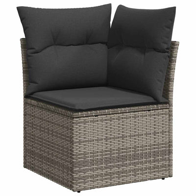 10 Piece Garden Sofa Set with Cushions Grey Poly Rattan Acacia Payday Deals