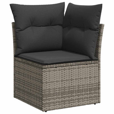 10 Piece Garden Sofa Set with Cushions Grey Poly Rattan Acacia Payday Deals