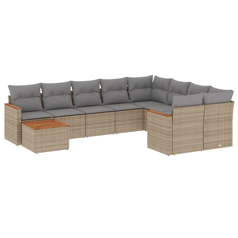10 Piece Garden Sofa Set with Cushions Mix Beige Poly Rattan Payday Deals