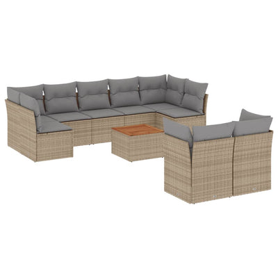 10 Piece Garden Sofa Set with Cushions Mix Beige Poly Rattan Payday Deals