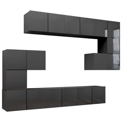 10 Piece TV Cabinet Set High Gloss Grey Engineered Wood Payday Deals