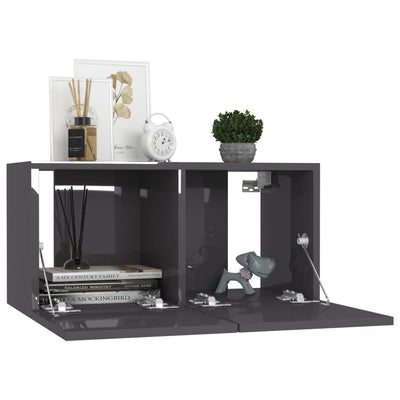 10 Piece TV Cabinet Set High Gloss Grey Engineered Wood Payday Deals