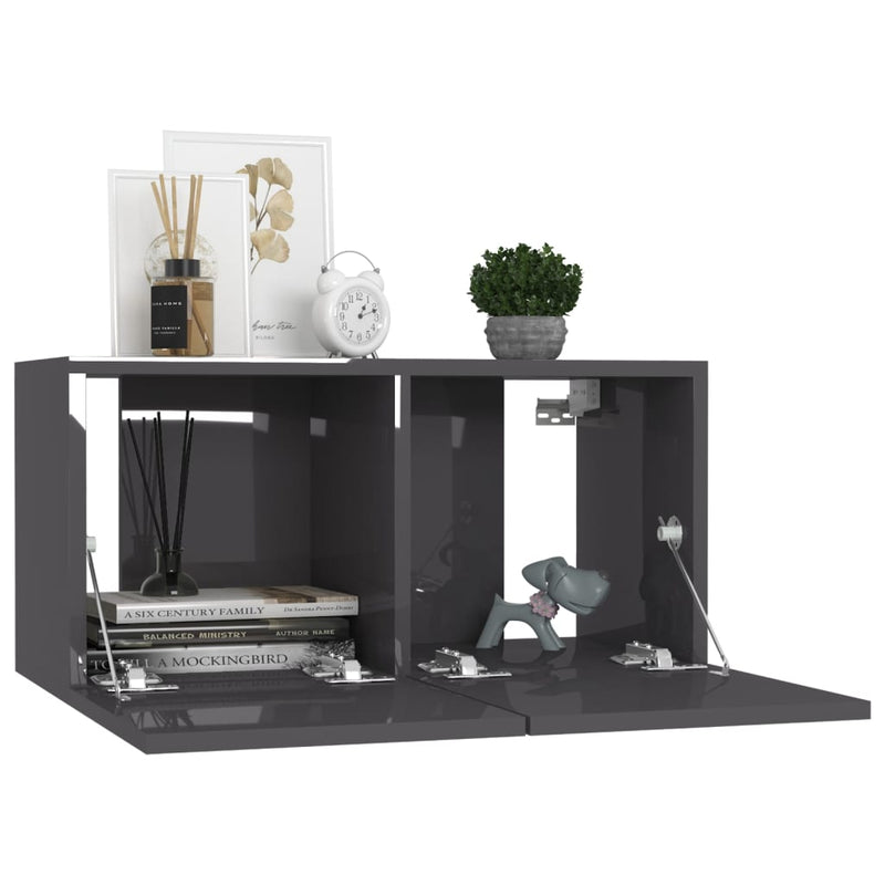 10 Piece TV Cabinet Set High Gloss Grey Engineered Wood Payday Deals