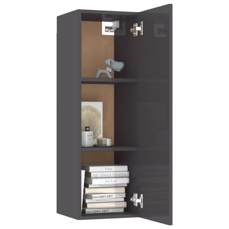 10 Piece TV Cabinet Set High Gloss Grey Engineered Wood Payday Deals