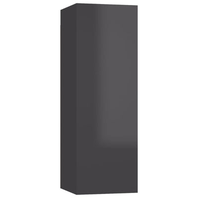 10 Piece TV Cabinet Set High Gloss Grey Engineered Wood Payday Deals
