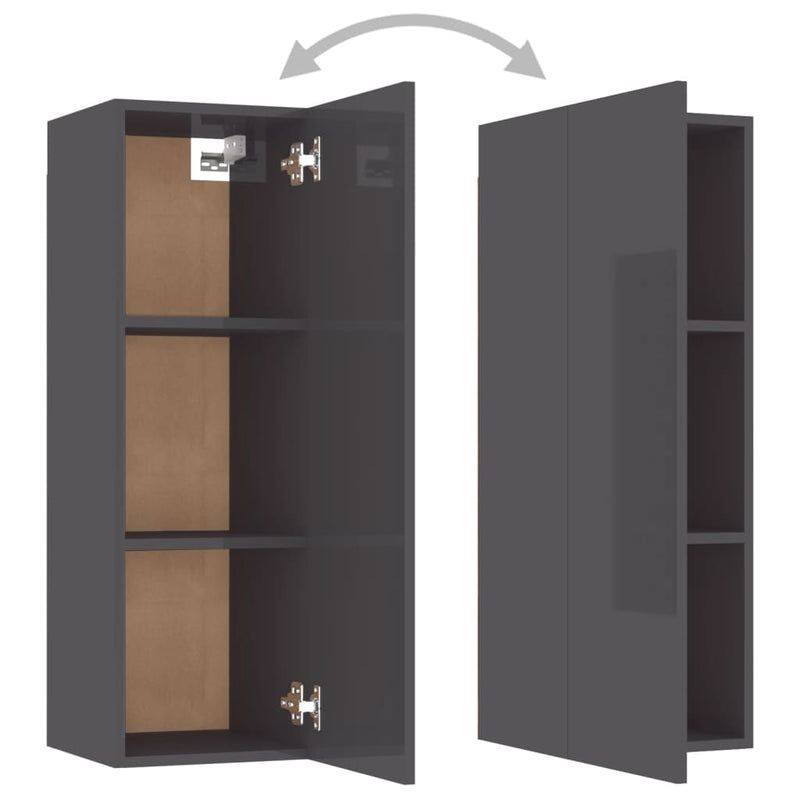 10 Piece TV Cabinet Set High Gloss Grey Engineered Wood Payday Deals