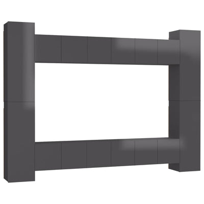 10 Piece TV Cabinet Set High Gloss Grey Engineered Wood Payday Deals