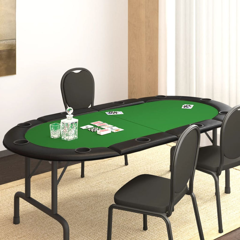 10-Player Folding Poker Tabletop Green 208x106x3 cm Payday Deals