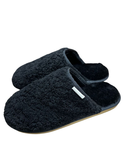 100% Australian Merino Sheepskin Curly Scuffs Moccasins Slippers Slip On UGG in Black