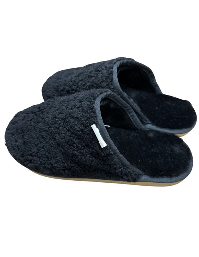 100% Australian Merino Sheepskin Curly Scuffs Moccasins Slippers Slip On UGG in Black Payday Deals