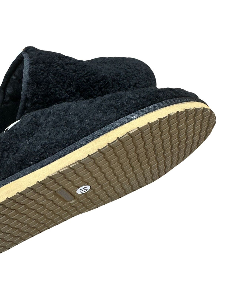 100% Australian Merino Sheepskin Curly Scuffs Moccasins Slippers Slip On UGG in Black Payday Deals