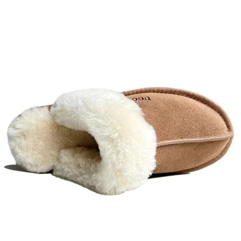 100% Australian Merino Sheepskin Womens Platform Scuffs Moccasins Slippers Winter Slip On UGG in Chestnut Payday Deals