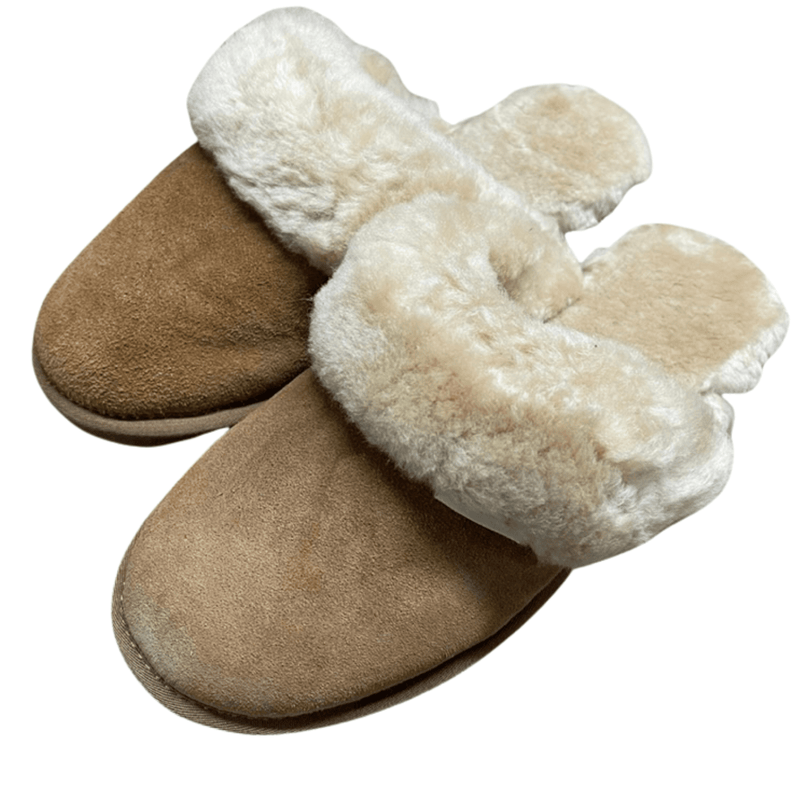 100% Australian Sheepskin Scuffs Moccasins Slippers Winter Non Slip UGG - Chestnut Payday Deals