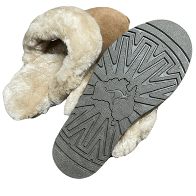 100% Australian Sheepskin Scuffs Moccasins Slippers Winter Non Slip UGG - Chestnut Payday Deals