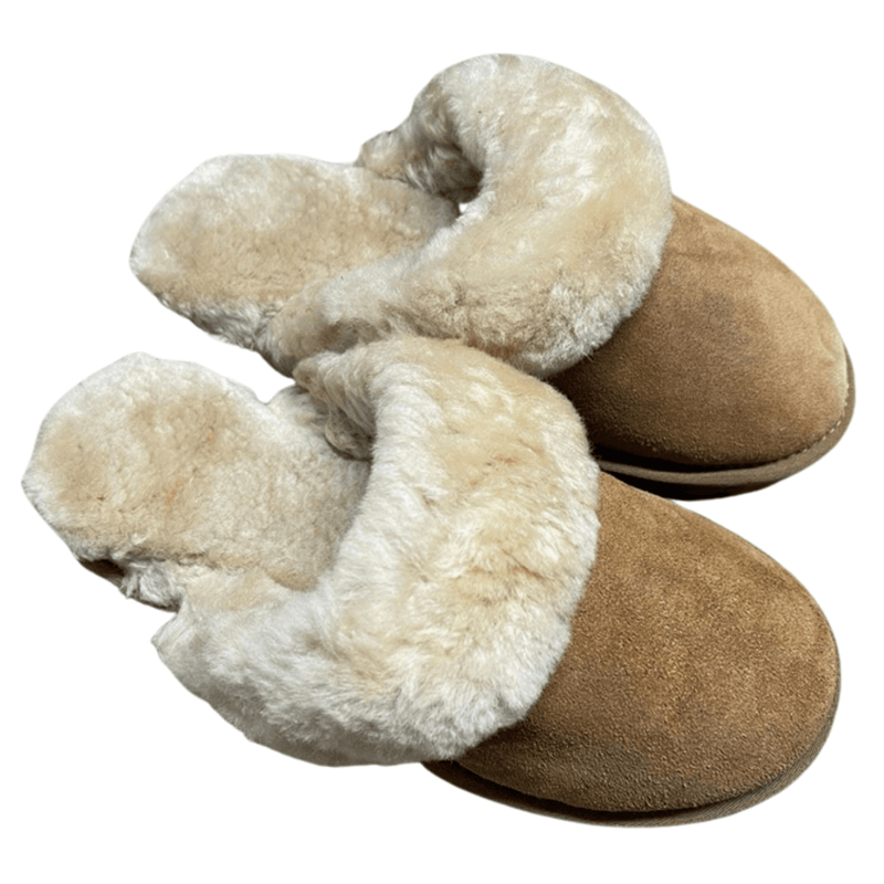 100% Australian Sheepskin Scuffs Moccasins Slippers Winter Non Slip UGG - Chestnut Payday Deals