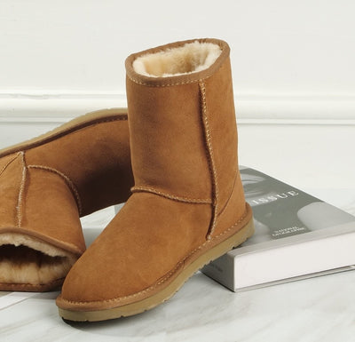 100% Australian Sheepskin UGG 3/4 Boots Moccasins Slippers Shoes Classic - Chestnut Payday Deals