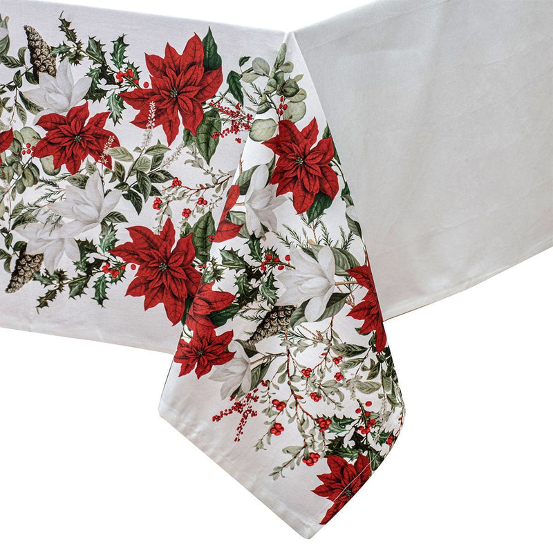 100% Cotton Ashdene Poinsettia Festive Christmas Holiday Tablecloth 150 x 230 cm Payday Deals