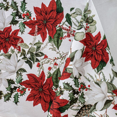 100% Cotton Ashdene Poinsettia Festive Christmas Holiday Tablecloth 150 x 230 cm Payday Deals