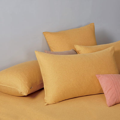 100% Jersey Cotton Quilt Cover Set - Yellow - Super King Payday Deals