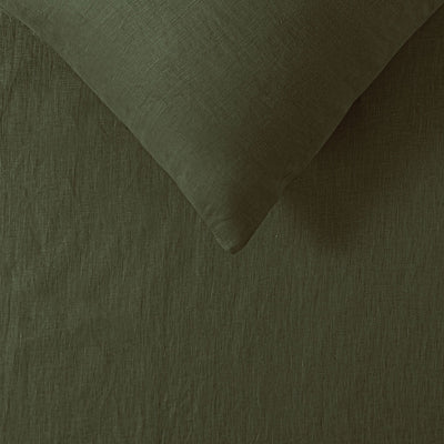 100% Linen Olive Quilt Cover Set King Payday Deals