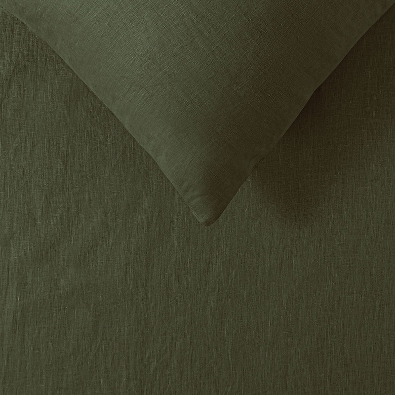 100% Linen Olive Quilt Cover Set King Payday Deals