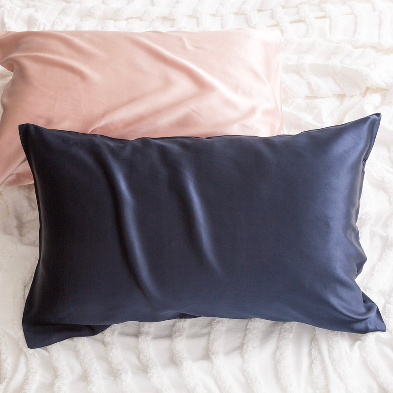 100% Mulberry Silk Navy Standard Pillowcase by Renee Taylor Payday Deals