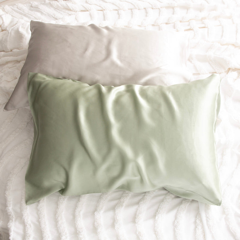 100% Mulberry Silk Sage Standard Pillowcase by Renee Taylor Payday Deals