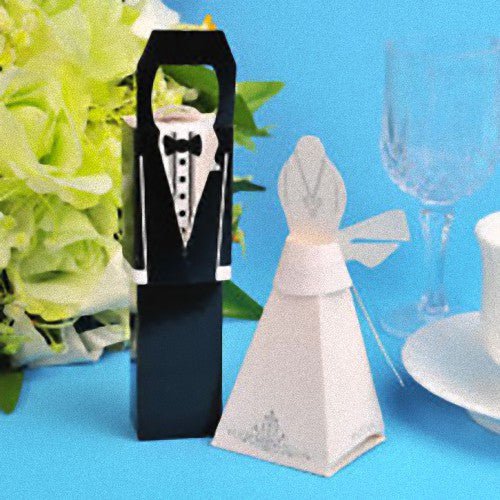 100 Pack of 50 Bride and 50 Groom Wedding Bridal Bomboniere Favor Candy Choc Almond Box - Kate Aspen Design Payday Deals