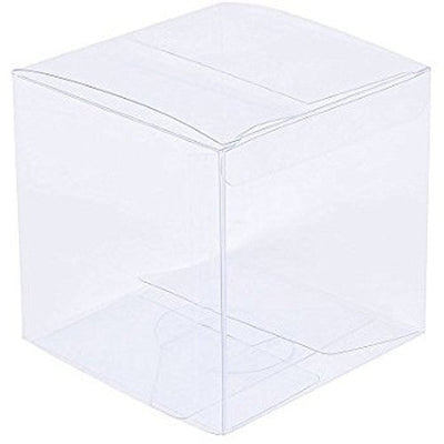 100 Pack of 5cm Clear PVC Plastic Folding Packaging Small rectangle/square Boxes for Wedding Jewelry Gift Party Favor Model Candy Chocolate Soap Box Payday Deals