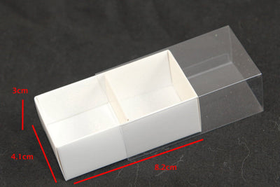 100 Pack of White Card Chocolate Sweet Soap Product Reatail Gift Box - 2 Bay Compartments - Clear Slide On Lid - 8x4x3cm Payday Deals
