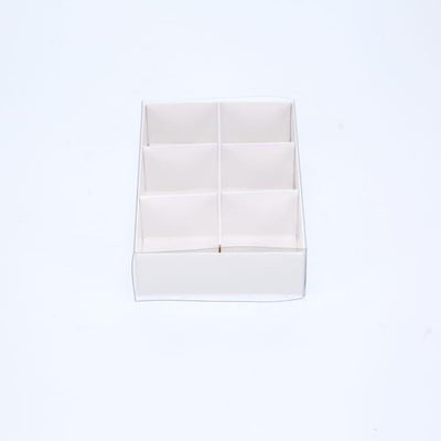 100 Pack of White Card Chocolate Sweet Soap Product Reatail Gift Box - 6 Bay Compartments - Clear Slide On Lid - 12x8x3cm Payday Deals
