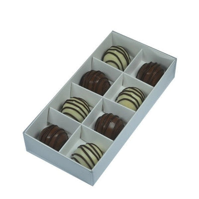 100 Pack of White Card Chocolate Sweet Soap Product Reatail Gift Box - 8 bay 3cm Compartments - Clear Slide On Lid - 16x8x3cm Payday Deals