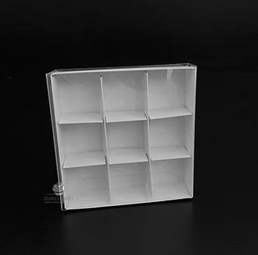 100 Pack of White Card Chocolate Sweet Soap Product Reatail Gift Box - 9 bay 4x4x3cm Compartments  - Clear Slide On Lid - 12x12x3cm Payday Deals