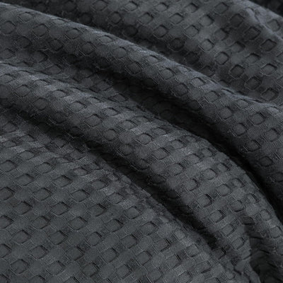 100% Premium Waffle Microfibre Quilt Cover Set (3Pcs) - Dark Grey - King Payday Deals