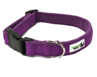 100% Pure Bamboo Fibre w/Fleece Lining Dog Collar Plastic Buckle Medium Purple Payday Deals