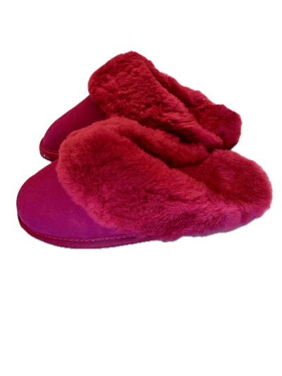 100% Sheepskin Moccasin Slippers Winter Genuine Scuffs Slip On UGG in Red