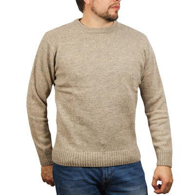 100% SHETLAND WOOL CREW Round Neck Knit JUMPER Pullover Mens Sweater Knitted Payday Deals