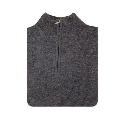 100% SHETLAND WOOL Half Zip Up Knit JUMPER Pullover Mens Sweater Knitted - Denim Blue (45) - 5XL Payday Deals