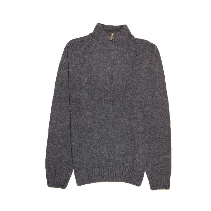 100% SHETLAND WOOL Half Zip Up Knit JUMPER Pullover Mens Sweater Knitted - Denim Blue (45) - 5XL Payday Deals