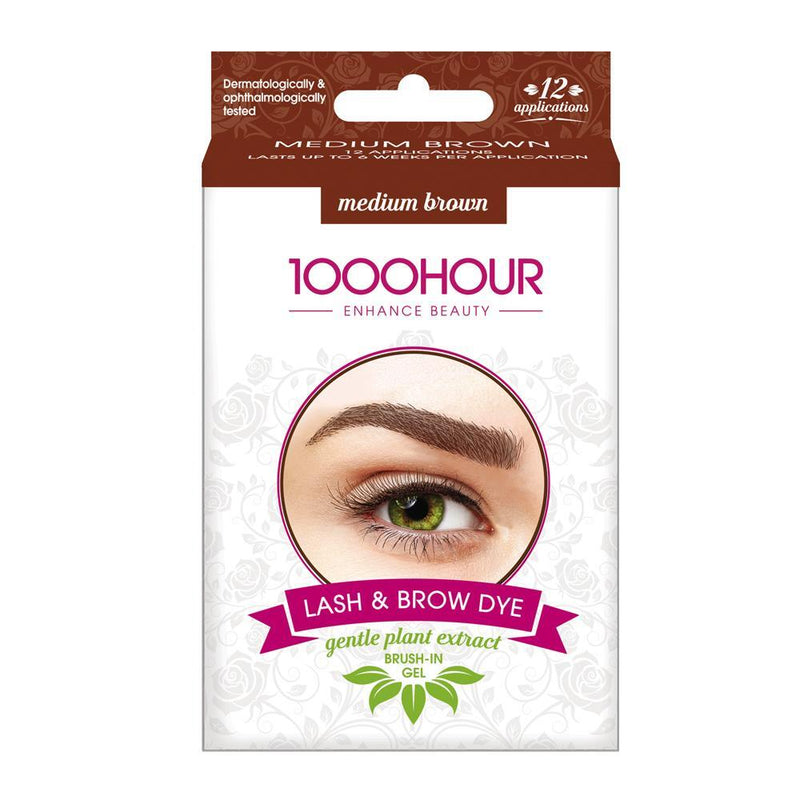 1000 Hour Plant Extract Eyelash & Brow Dye Kit Natural Medium Brown Payday Deals