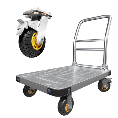1000KG Capacity Heavy Duty Foldable Platform Truck Flatbed Push Cart Steel Dolly Trolley Cart Brake Payday Deals