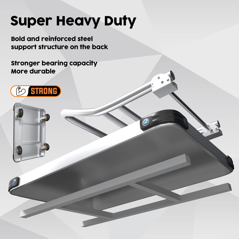 1000KG Capacity Heavy Duty Foldable Platform Truck Flatbed Push Cart Steel Dolly Trolley Cart Brake Payday Deals