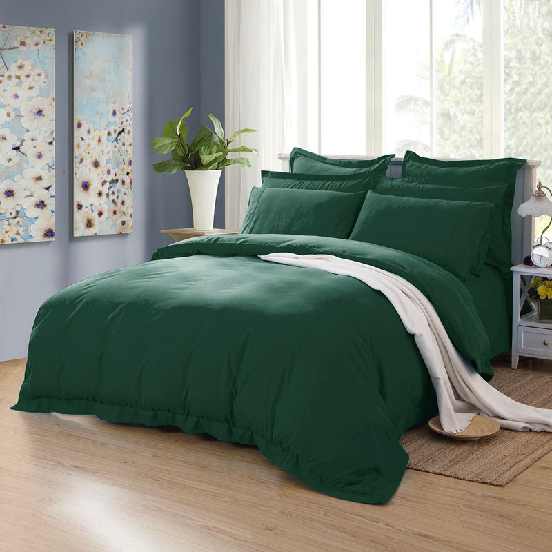 1000TC Tailored Double Size Quilt/Doona/Duvet Cover Set - Dark Green Payday Deals