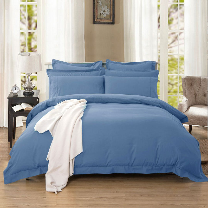 1000TC Tailored Double Size Quilt/Duvet Cover Set - Greyish Blue Payday Deals